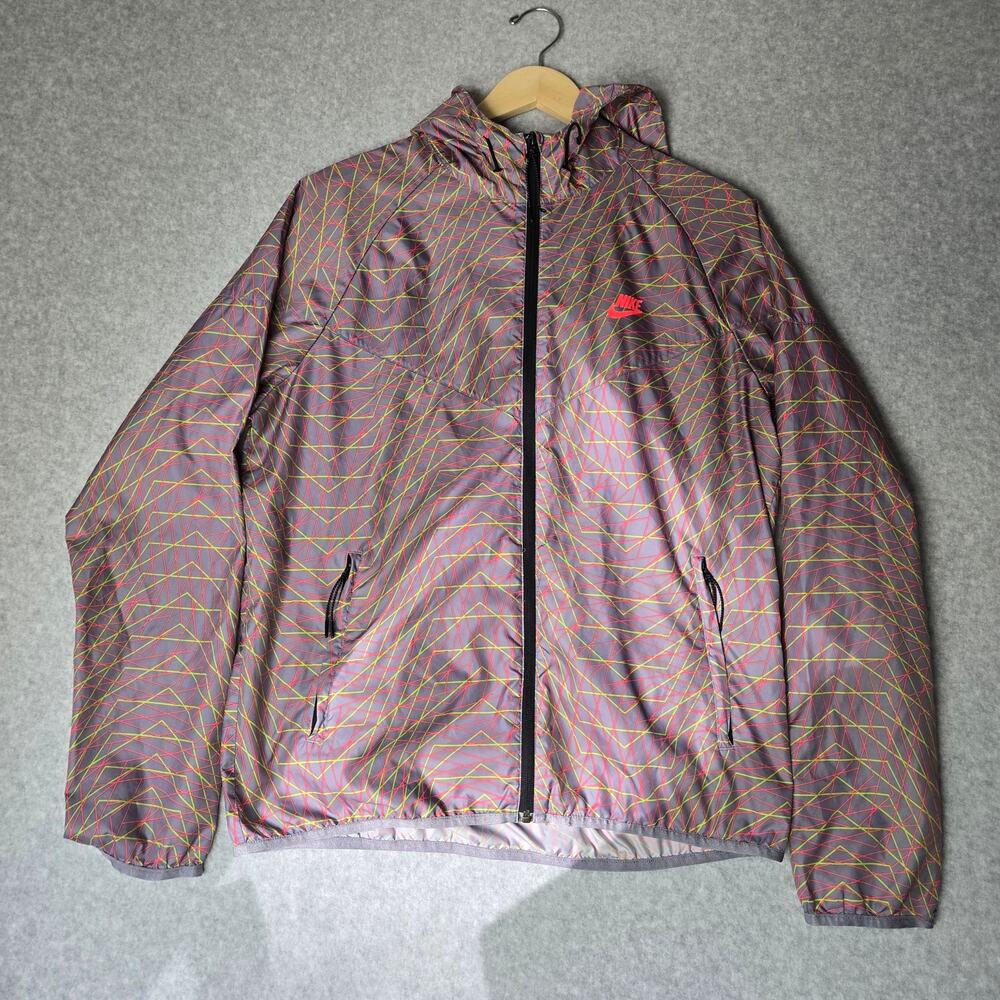 Nike Men's Running Windbreaker Jacket Geometric Graphic Print - Size L